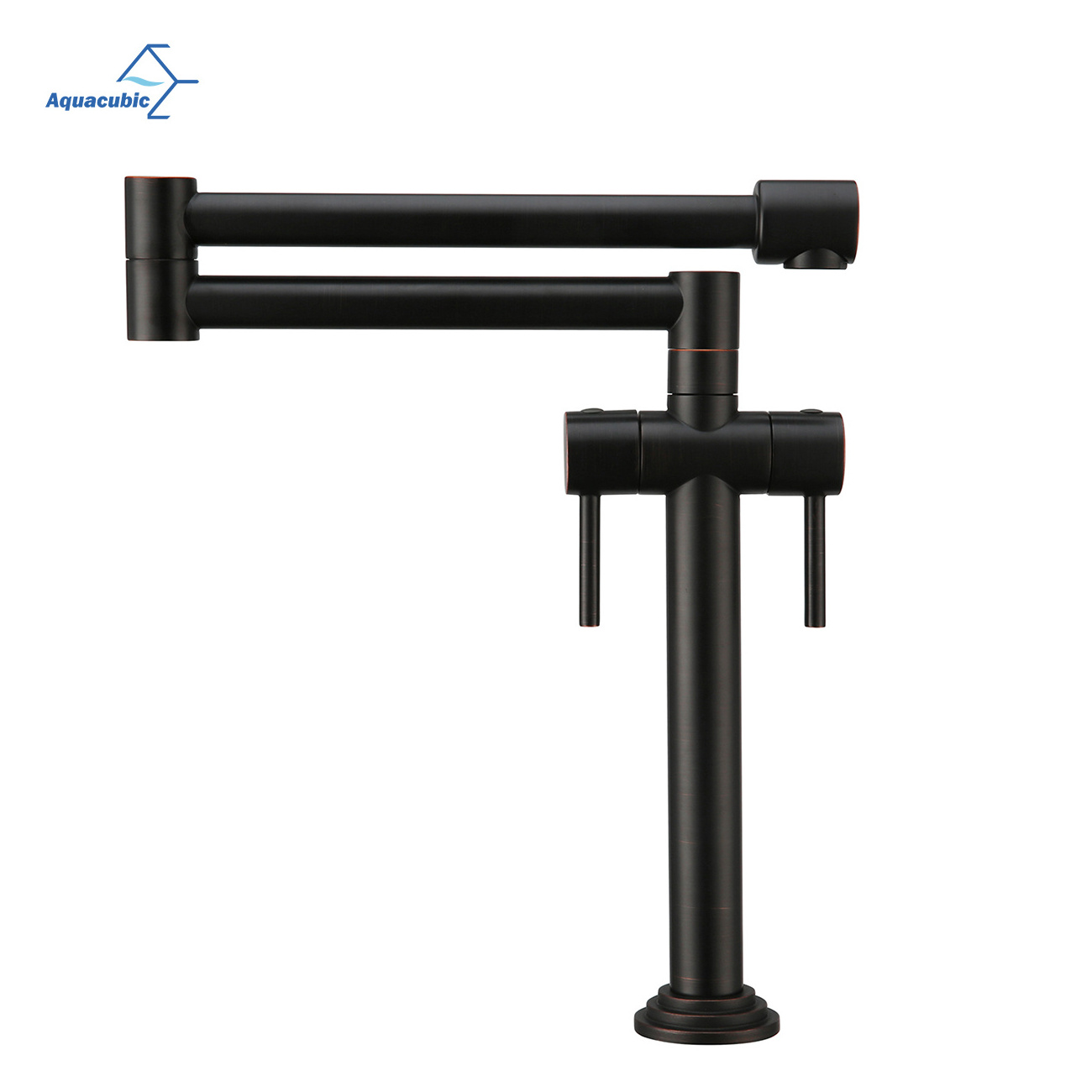 Aquacubic Oil Rubbed Bronze Kitchen Folding Faucet 2 Handle Pot Filler Faucet with Stretchable Double Joint