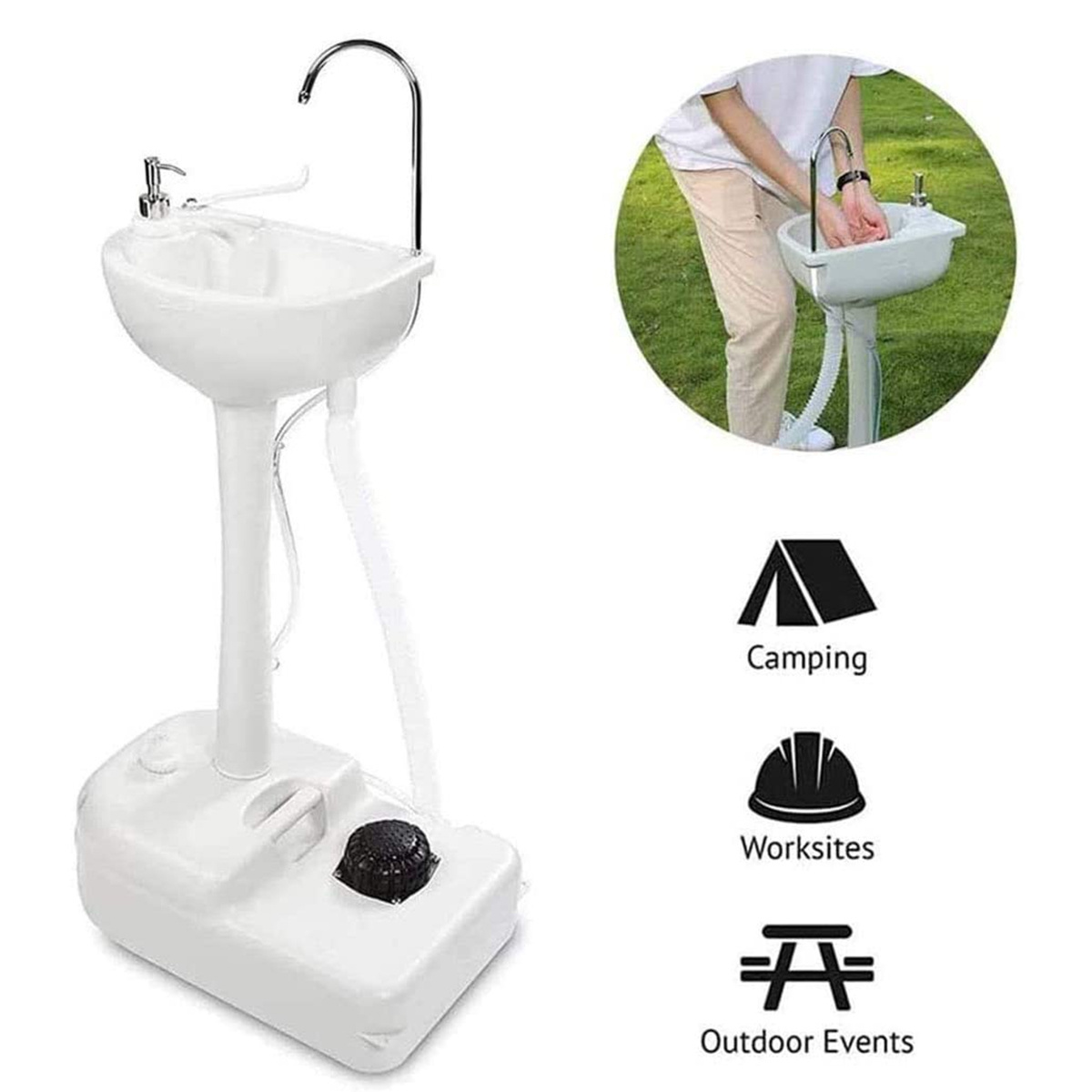 HDPE plastic strong portable outdoor foot pumps operated self contained hand wash station