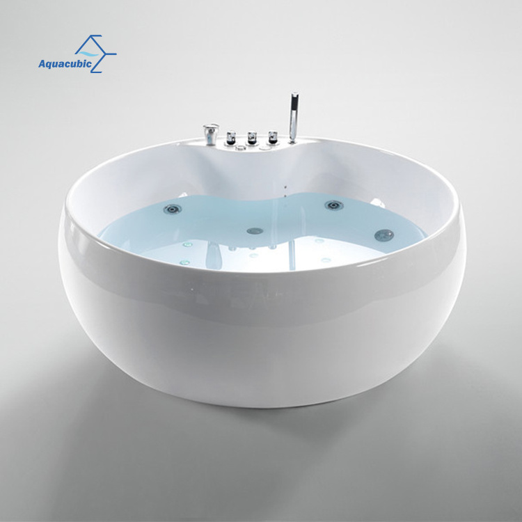 Customized  White Bath Soaking Tub Acrylic Round Freestanding Bathtub Japanese bathtub