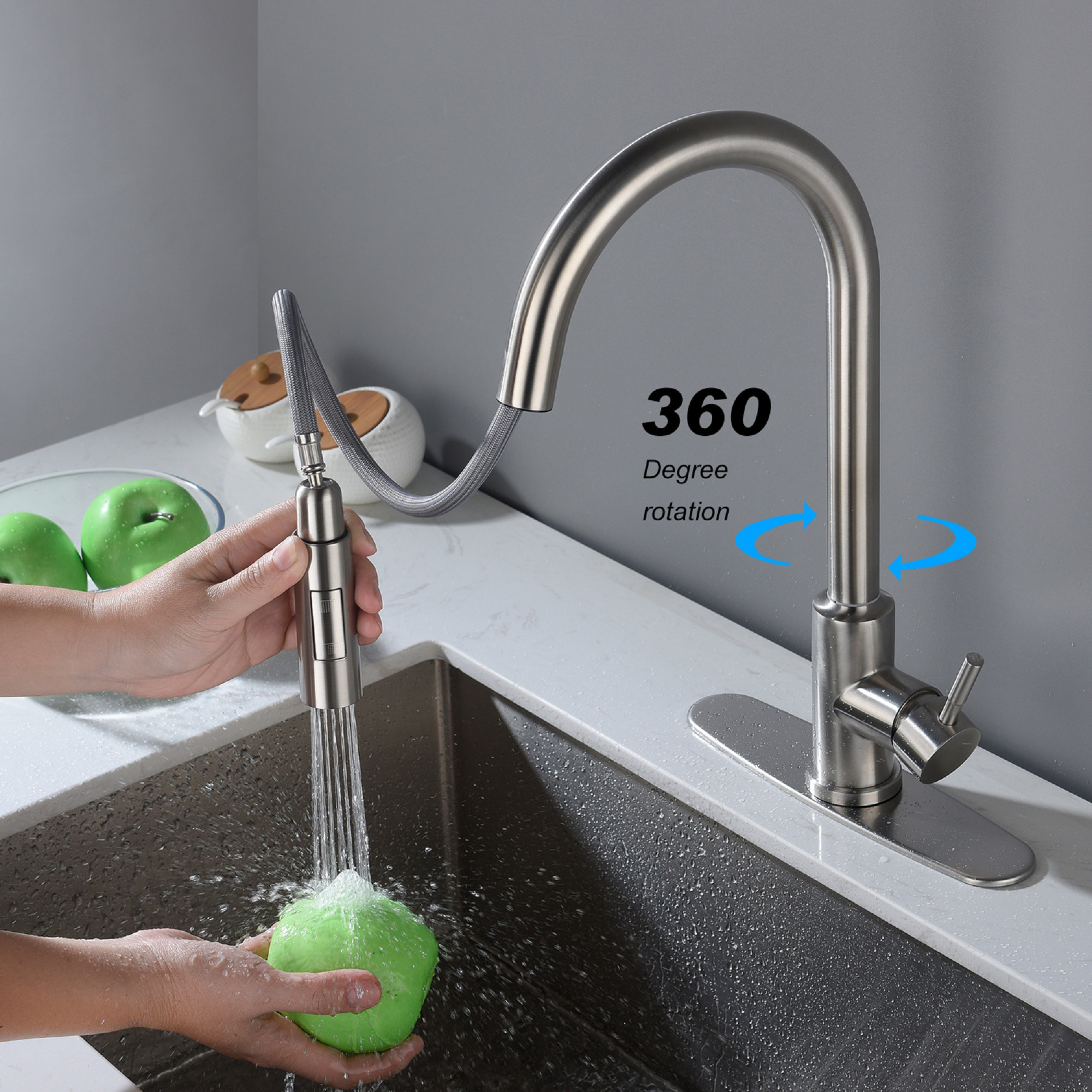 Aquacubic cUPC Touch Kitchen Faucet Electronic cupc Hand Wash Sink Mixer Tap with Pull Down Sprayer