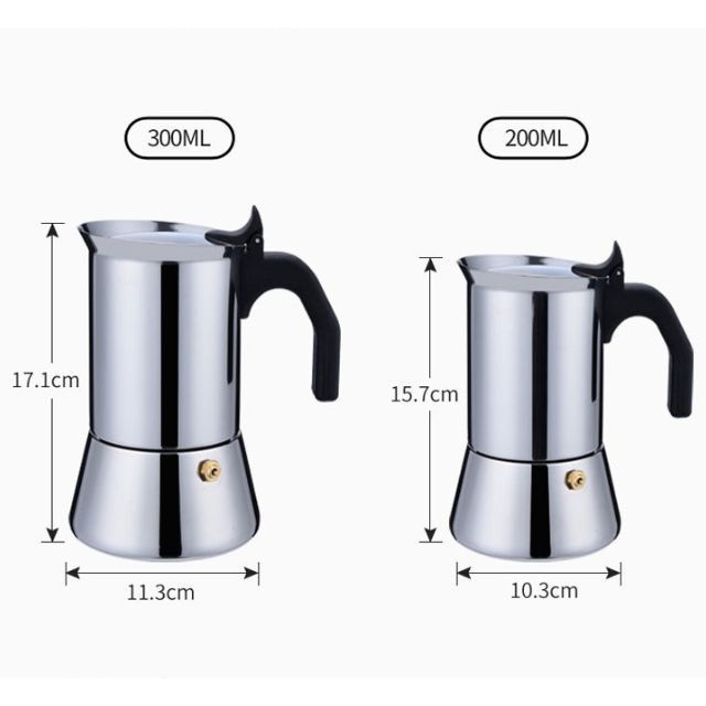 4 Cup 200ML Stovetop Percolator Italian Espresso Maker Home Camping Stainless Steel Moka Pot Espresso Maker