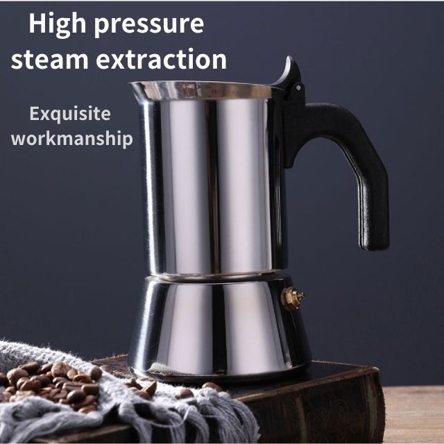 Stainless Steel Stove-Top Espresso Maker Silver 4 Cup Coffee Pot Italian Moka Percolator