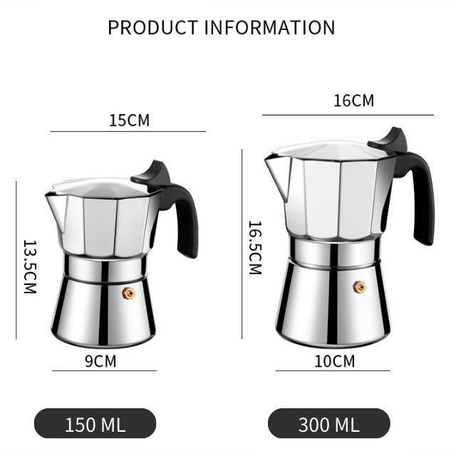 Espresso Moka Iconic Stovetop Espresso Maker Makes Real Italian Coffee Moka Pot 3 Cups 300ml Aluminium Percolator Moka Pot