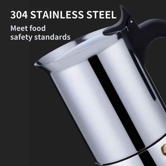 Strong Factory 6.6oz Stovetop Espresso Maker Percolator Italian Coffee Maker Capable Stainless Steel Moka Pot