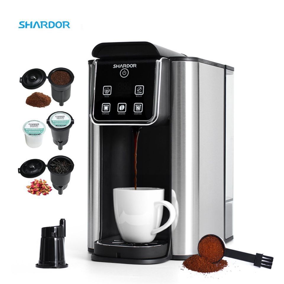 SHARDOR 10 Cups 50 oz 3-in-1 Single Serve Coffee Machine Instant K Cup and Ground Coffee Hot and Iced Cafe Maker