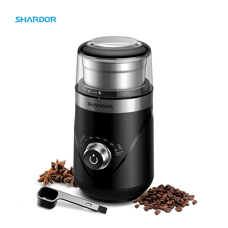 Wholesale Timing Knob Coarse Fine Safty Lock Mini Mill Bean Grinder Stainless Steel Electric Coffee Grinder