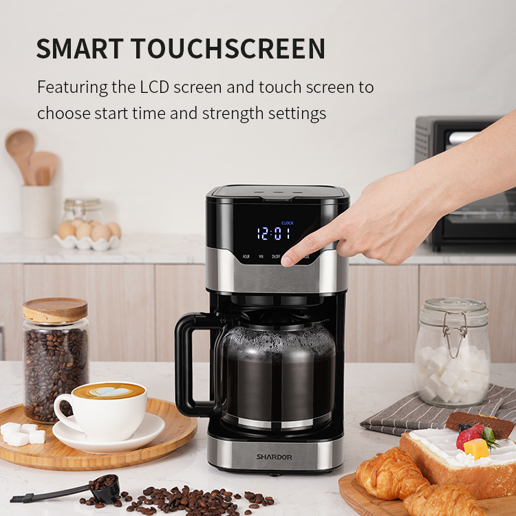 Compact Espresso Machines with Programmable Dishwasher Safe Pot Stainless Steel Drip Coffee Maker