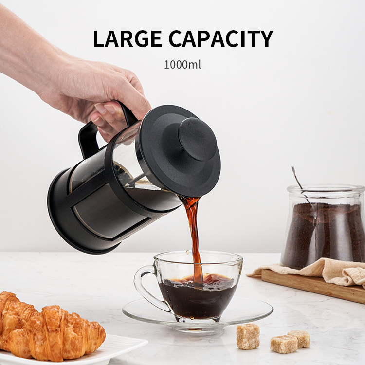 1000ml French Press Glass Heat-resistant Glass Precise 0.5 And 0.8l Scale Lines Portable Travel French Press