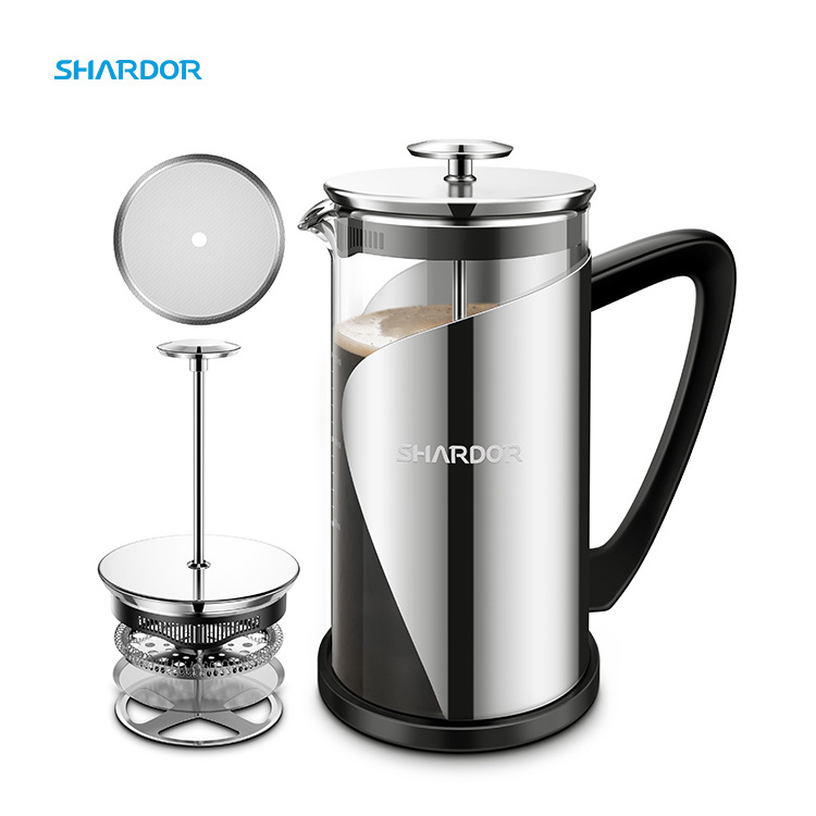 Stainless Steel French Press Double Insulated Rust-Free Dishwasher Safe Coffee Maker