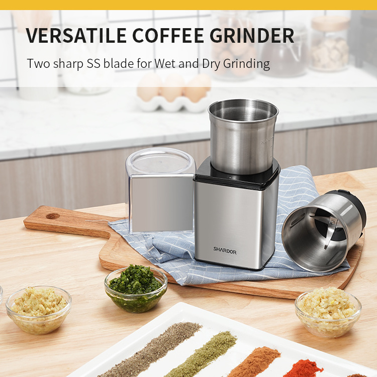 2  Removeable S/s Cups Multi-functional Coffee Grinders Mini Electric Garlic Grinder For Sale