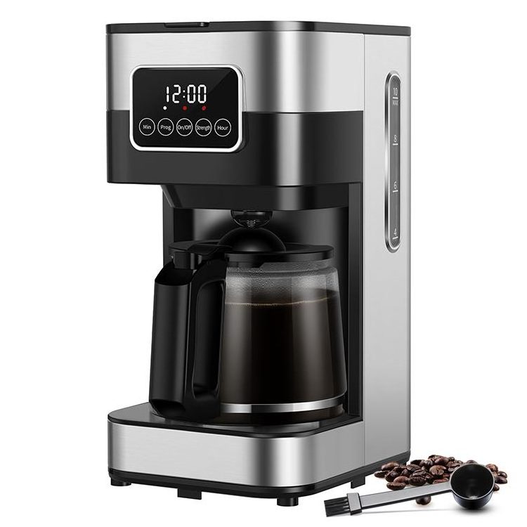 Programmable Coffee Machine with Glass Carafe Keep Warm Stainless Steel Anti-Drip Coffee Maker