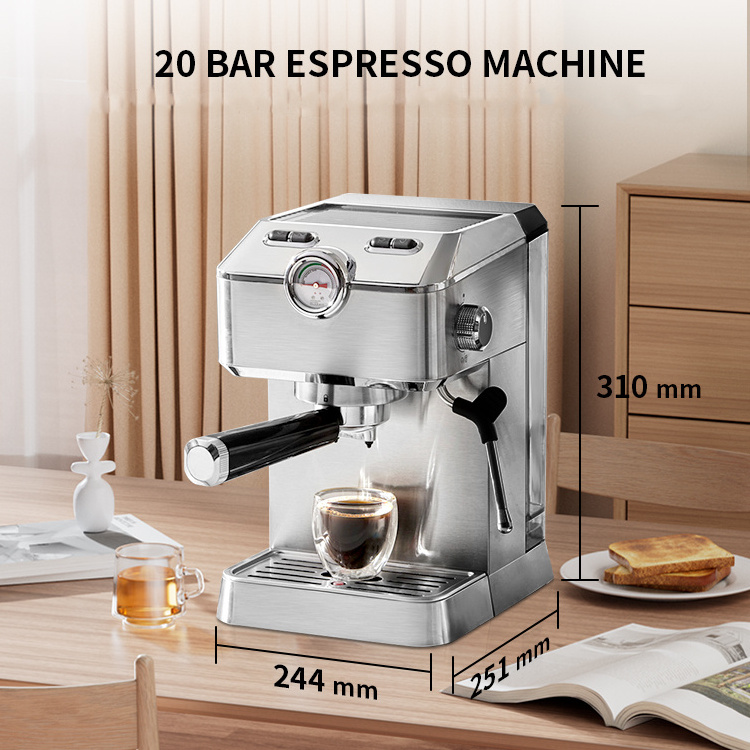 2023 New Product Professional Steamer Automatic Espresso Machine 20 Bar Pump Pressure Milk Foaming Steam Wand Coffee Maker