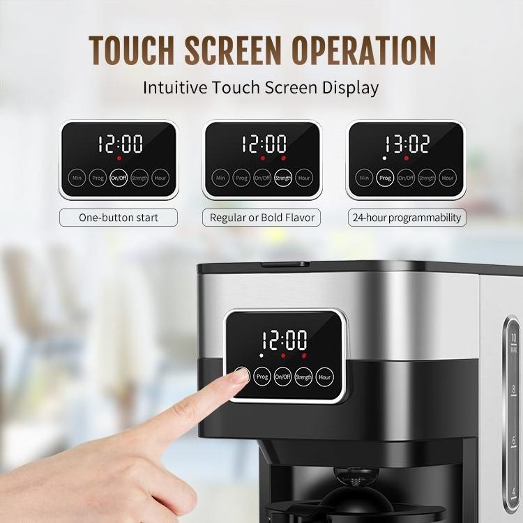 Programmable Coffee Machine with Glass Carafe Keep Warm Stainless Steel Anti-Drip Coffee Maker