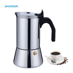 Stainless Steel Stove-Top Espresso Maker Silver 4 Cup Coffee Pot Italian Moka Percolator