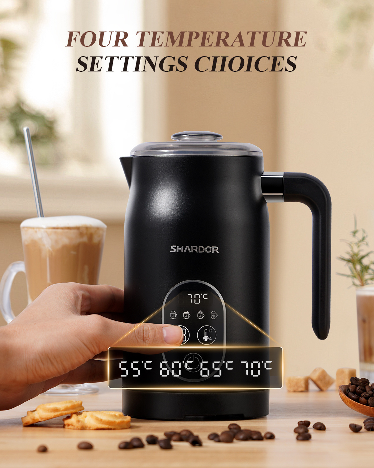 SHARDOR Automatic Warm and Cold Foam Maker for Coffee Latte Cappuccino 270ml 4 in 1 Steamer Electric Milk Frother