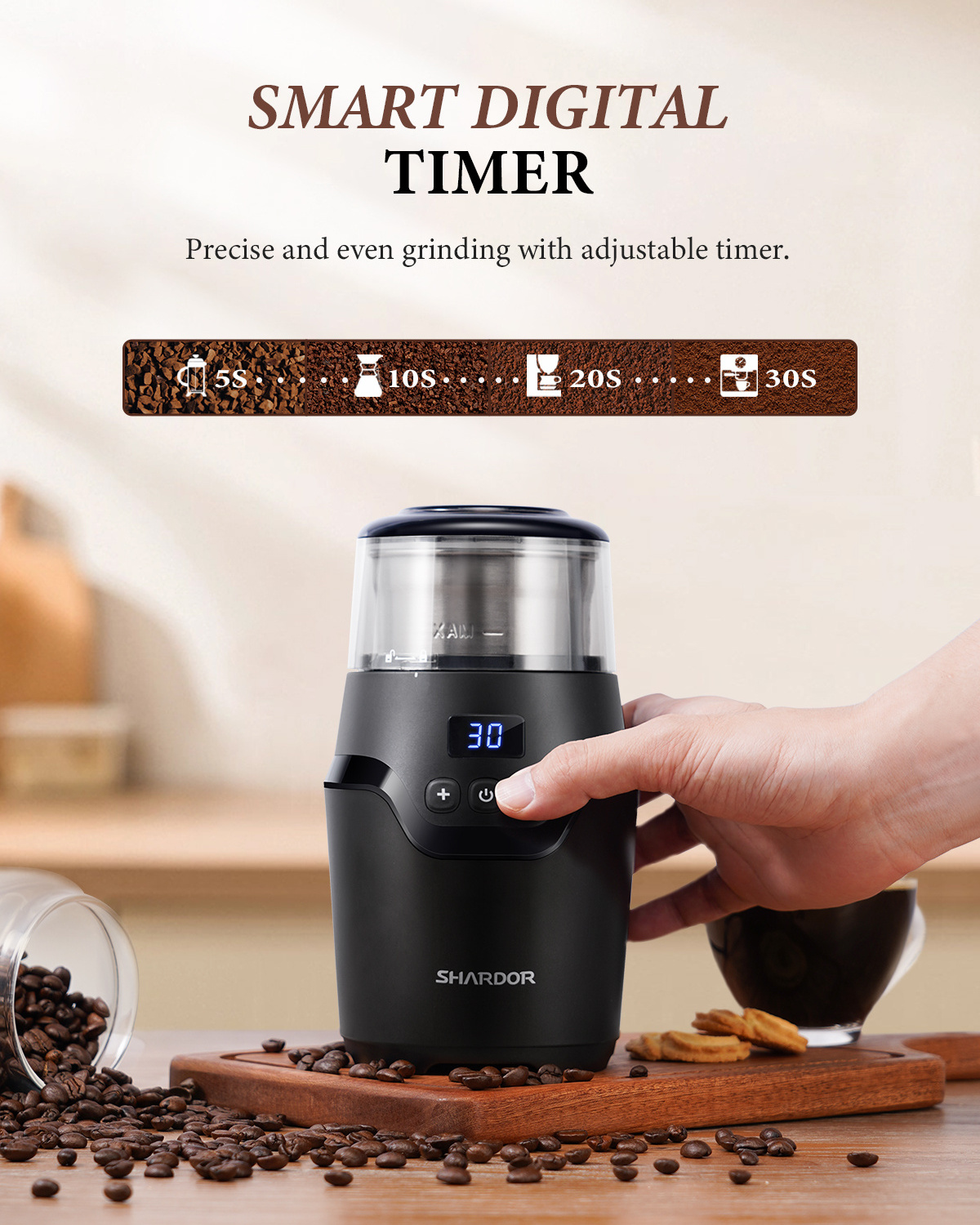 Timing Knob And Self-locking Switch Spice Coffee Bean Grinder Stainless Steel Moulin Caf For Kitchen Coffee Grinder Electric