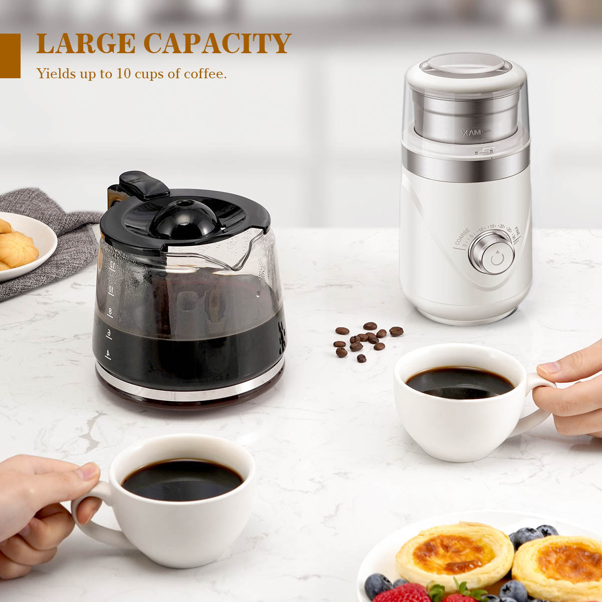 OEM Customize Color Wholesale Coffee Grinder Removable SS Bowl 70g Adjustable Grinding White Quiet Coffee Spice Grinder