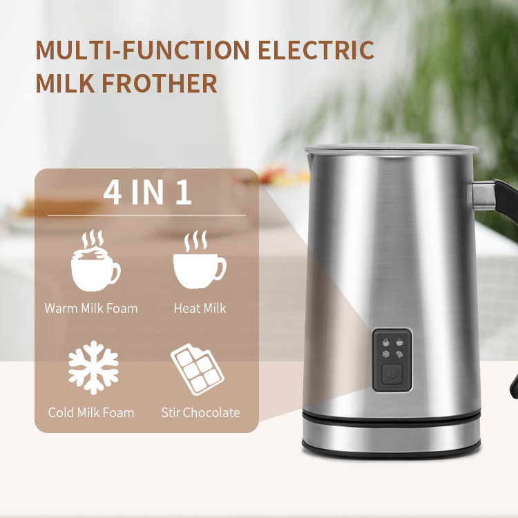 Factory Silver Stainless Steel Foam Maker for Coffee Hot or Cold Functionality Cappuccino Electric Milk Steamer Frother