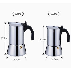 Strong Factory 6.6oz Stovetop Espresso Maker Percolator Italian Coffee Maker Capable Stainless Steel Moka Pot