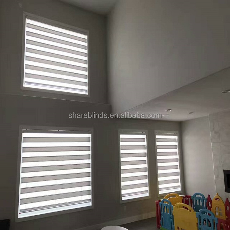 Home Center 100% Polyester Horizontal Roller Window Day Night Blackout Dual Zebra Fabric Blinds Shade