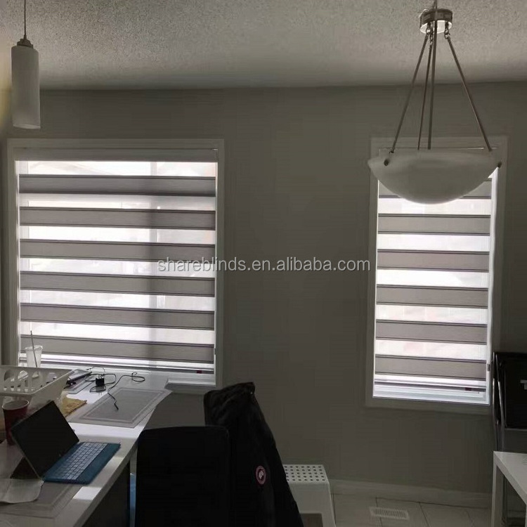 Home Center 100% Polyester Horizontal Roller Window Day Night Blackout Dual Zebra Fabric Blinds Shade