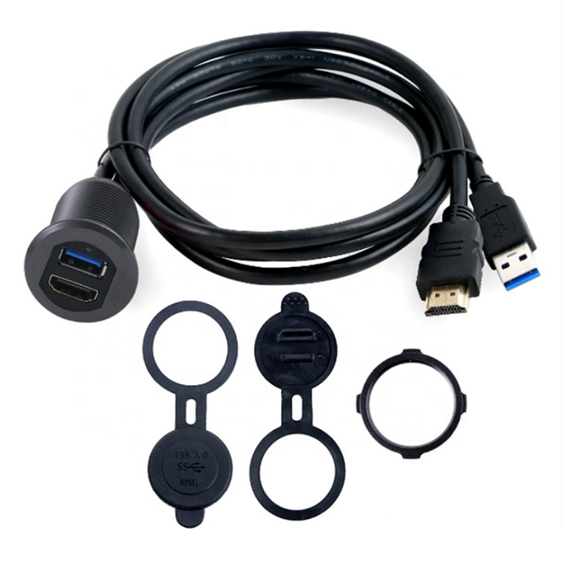 Dash Flush Mount USB A Male HD A Extension Automotive AV Cable