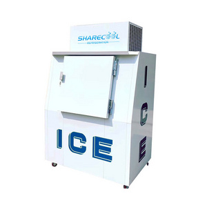 Slanted Solid Door Outdoor Freezer Ice Merchandiser Bagged Ice Storage Freezer