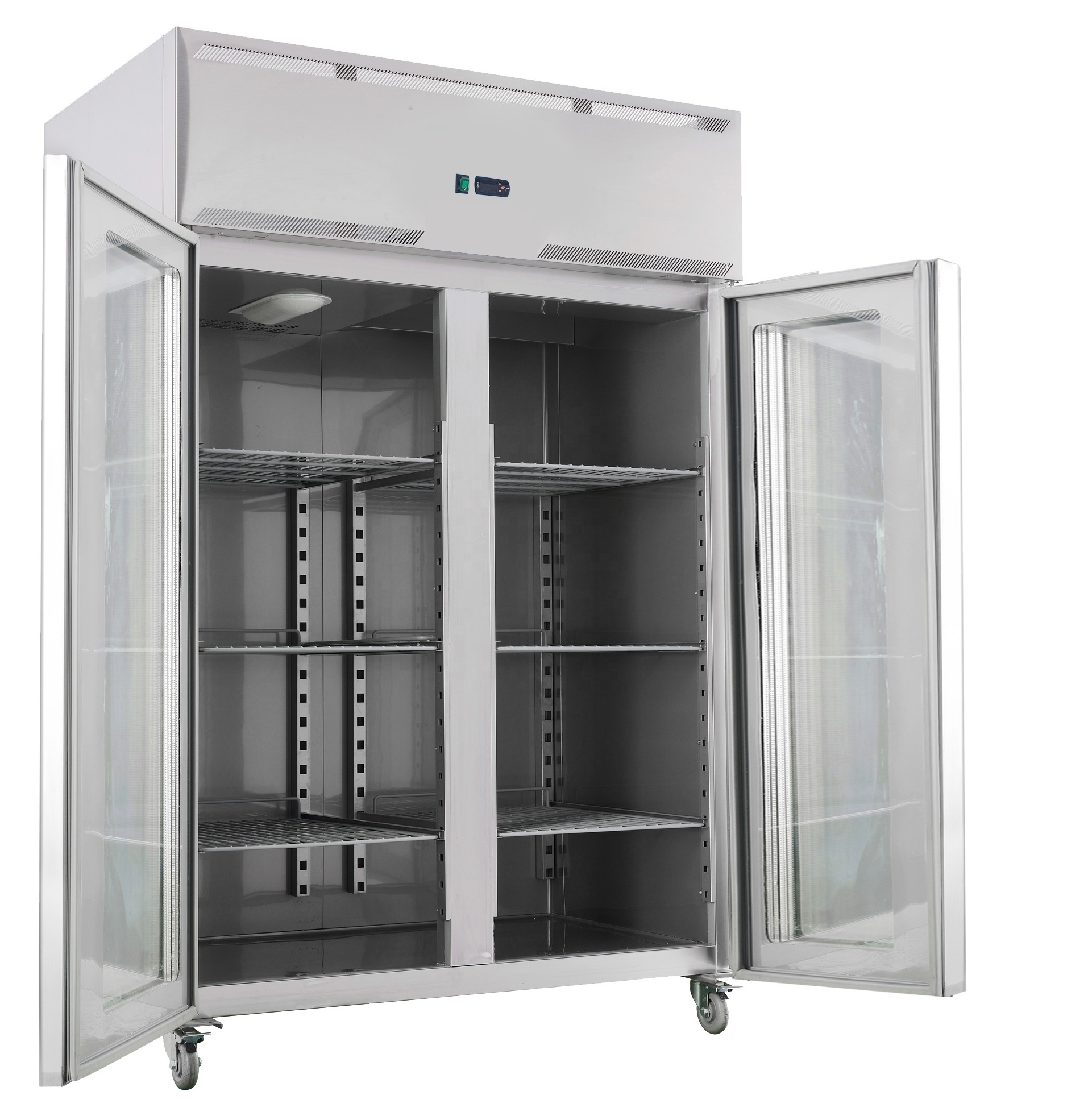 vertical glass door stainless steel  freezer for hotel