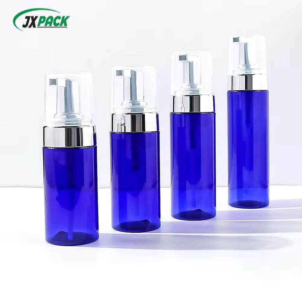 150ml 200ml 250ml Cleanser Mousse Bottle Bath Wash Eyelash Foaming Blue Frosted Foam Pump Lash Shampoo Bottle