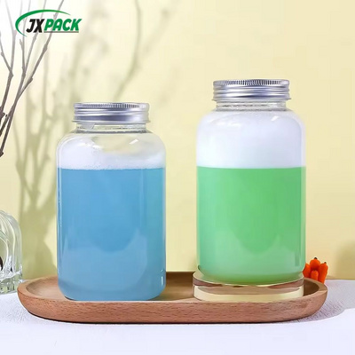 Silver Aluminum Cap Milk Tea Bottle PET Screw Cap High Quality Bottled Takeaway Milk Tea Transparent Food Screen Printing 500ML