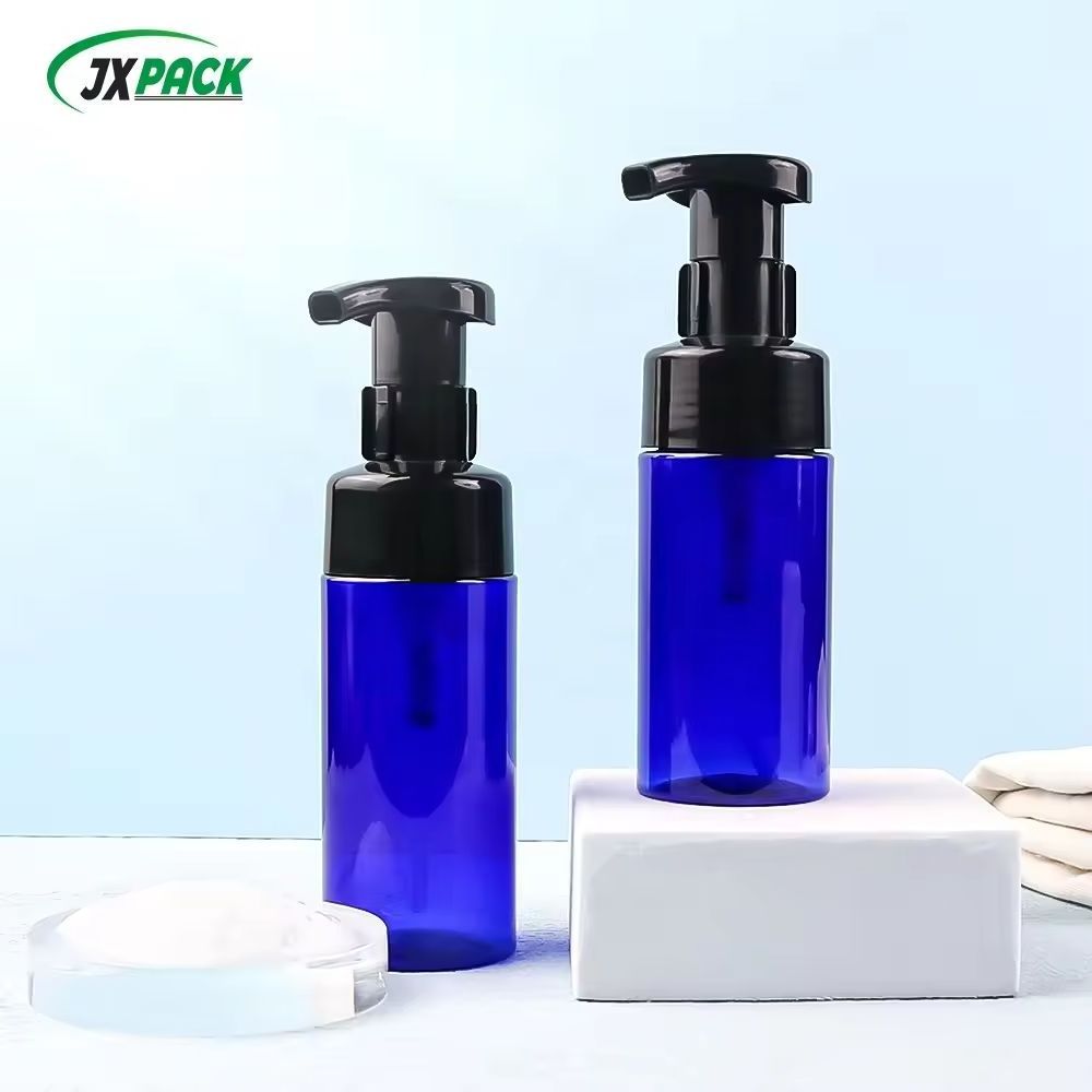 150ml 200ml 250ml Cleanser Mousse Bottle Bath Wash Eyelash Foaming Blue Frosted Foam Pump Lash Shampoo Bottle