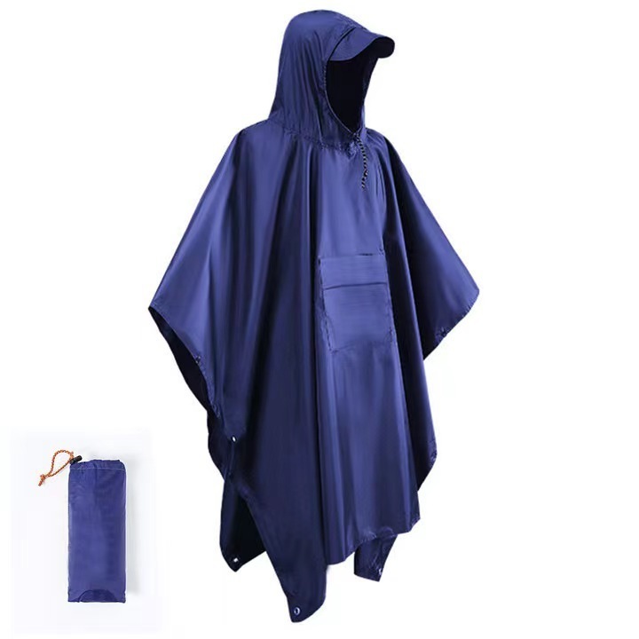 Adult lightweight hooded raincoat polyester multifunctional canopy hiking, camping, fishing, three in one cloak raincoat