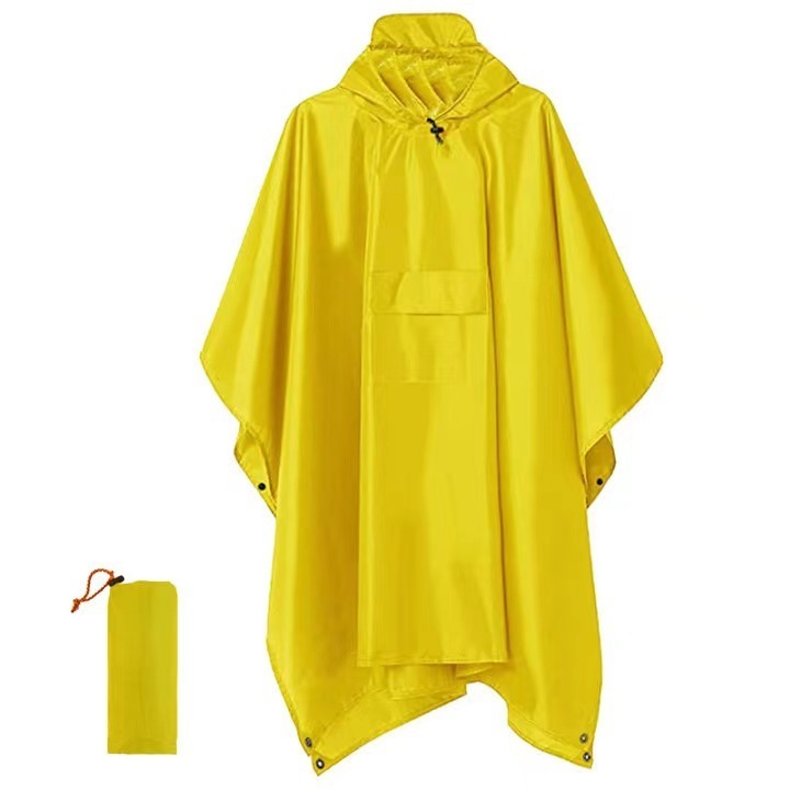 Adult lightweight hooded raincoat polyester multifunctional canopy hiking, camping, fishing, three in one cloak raincoat