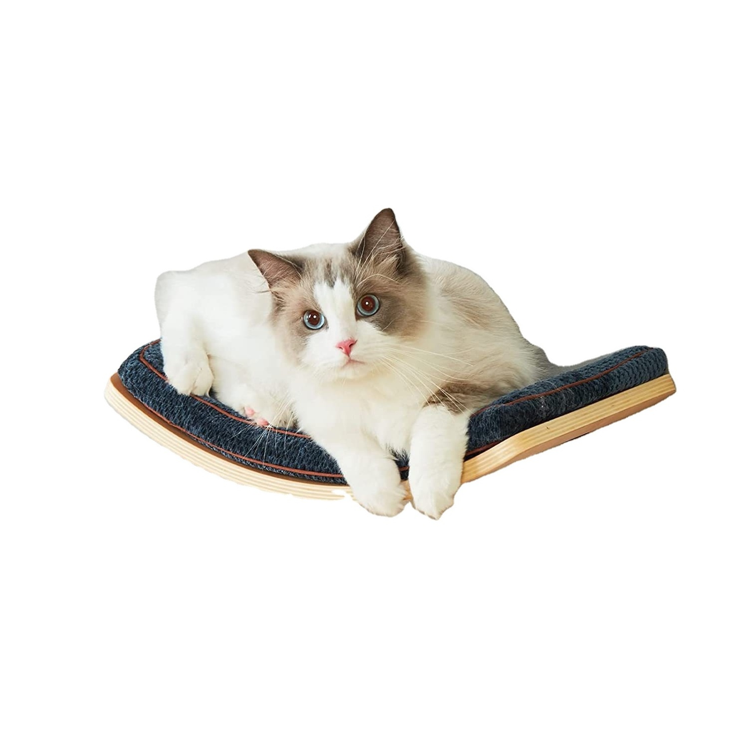 Home wooden cat rack wall - mounted curved cat hammock