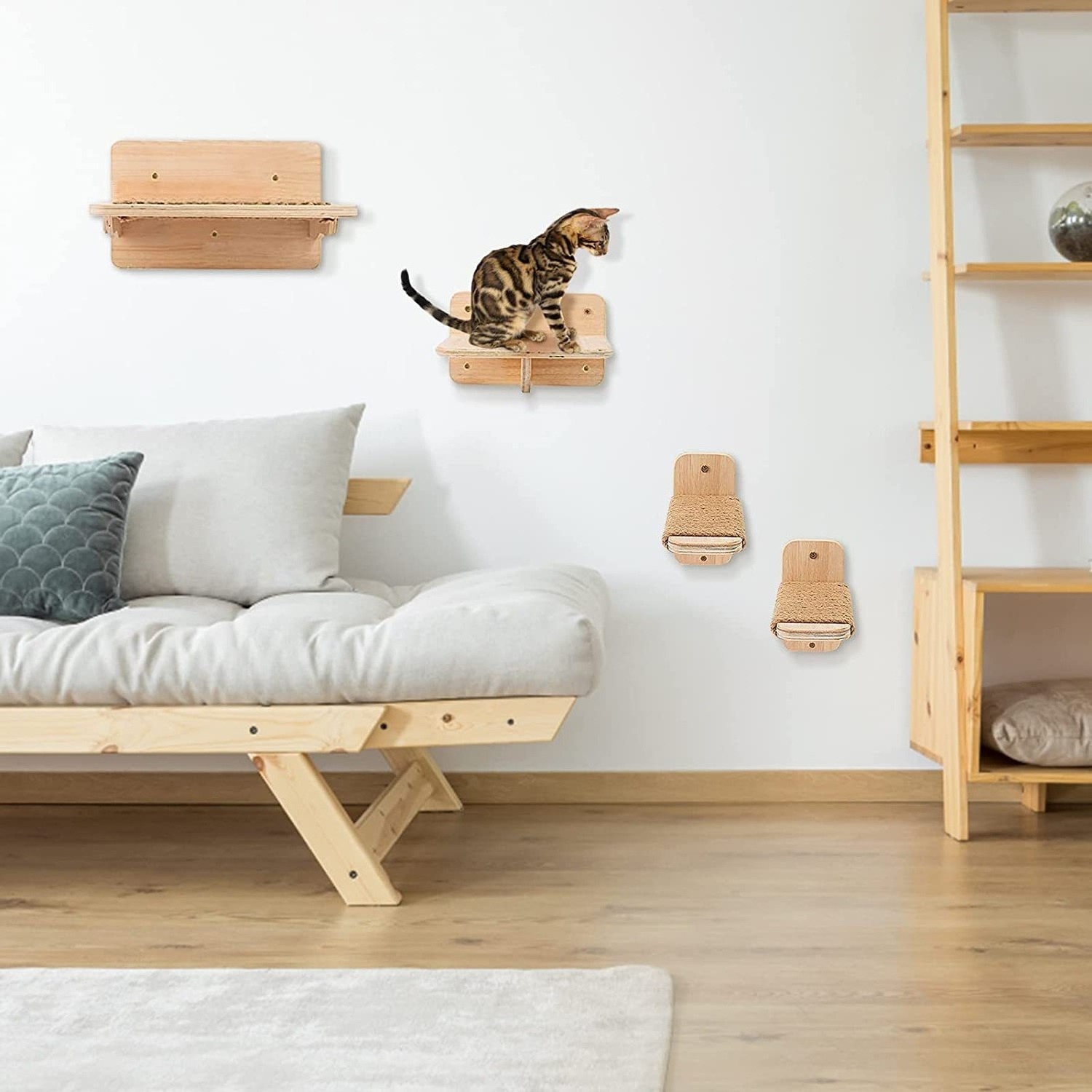 Cat climbing frame wall solid wood wall wall hanging cat toy large space capsule through the sky column cat jumping platform