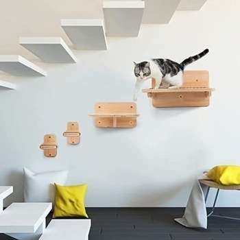 Cat climbing frame wall solid wood wall wall hanging cat toy large space capsule through the sky column cat jumping platform