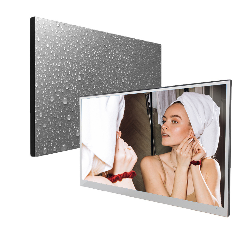 Frameless Bath Vanity Backlit Luxury Smart Waterproof TV Mirror in bulk wholesale LCD Flat Screen