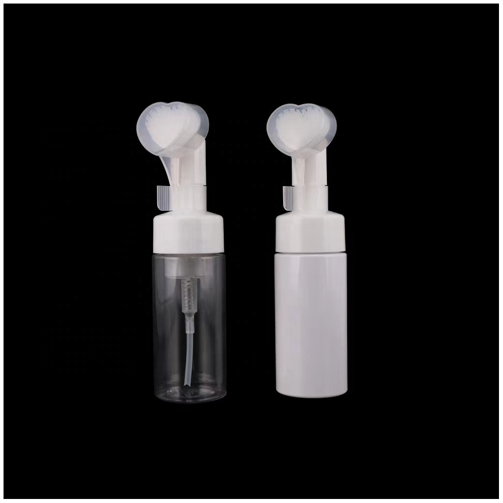 42mm 43mm Plastic Facial Cleaning Mousse Foam Pump with Silicone Brush Pump Sprayer for Bottle Usage