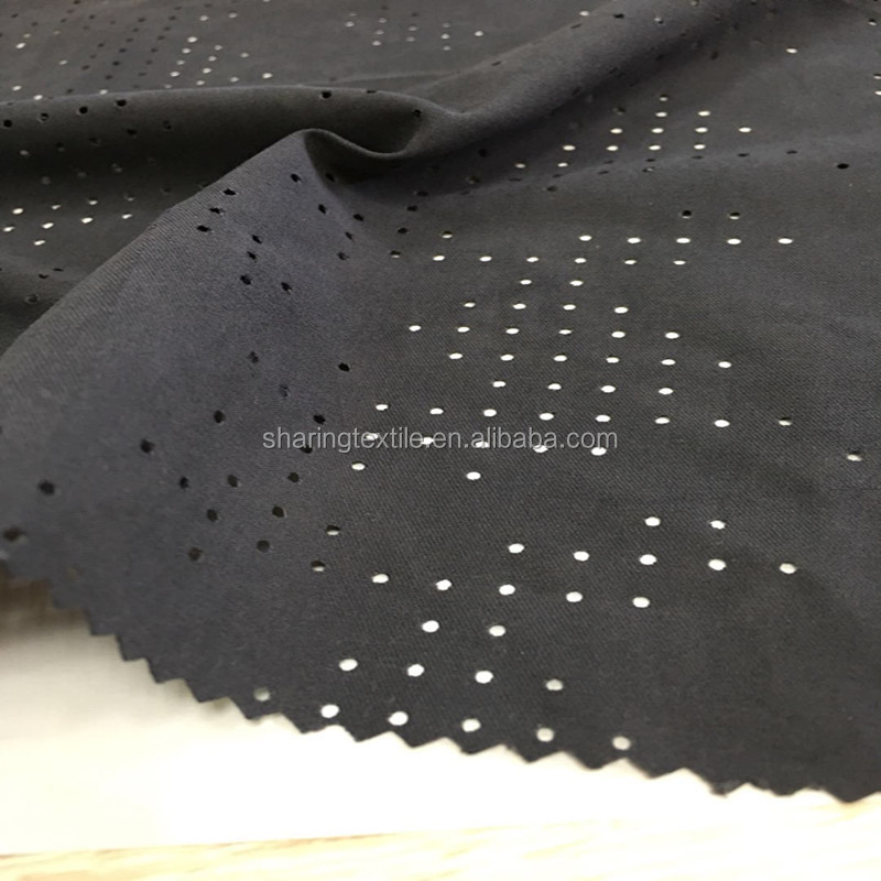 Upholstery Hole Punched Perforated Elastic Stretch Polyester Microfiber Suede Fabric For Fashion Clothing