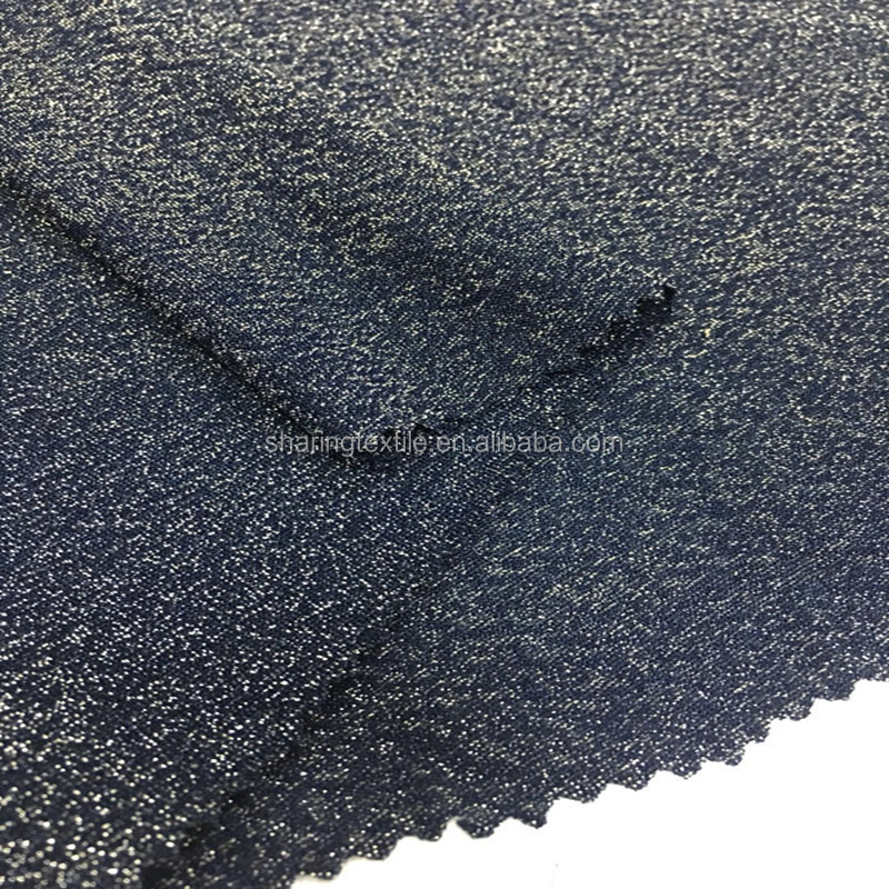 Stock Colorful Starry Sky Purl Knitted Gold And Metallic Elastic Nylon Spandex Knitting Habijabi Glitter Fabric For Dress,Blouse