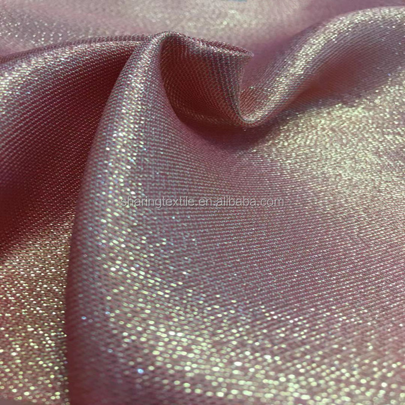 Stocklot Fabrics Polyester Rose Gold Sliver Thread Metallic Shiny Yarn Lurex Woven Fabric For Evening Dress Performance Wear