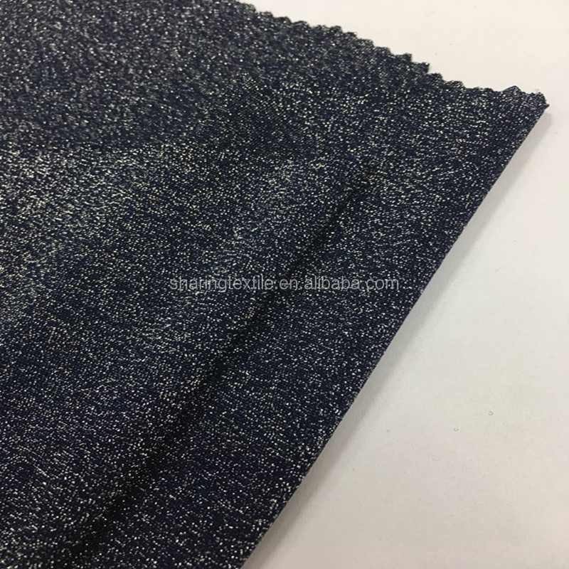 Stock Colorful Starry Sky Purl Knitted Gold And Metallic Elastic Nylon Spandex Knitting Habijabi Glitter Fabric For Dress,Blouse