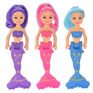 Wholesale Pretty 7 inch Swing Joints Wagging Tail Beautiful Doll set 3 colors mixed Mermaid Princess Doll Toy