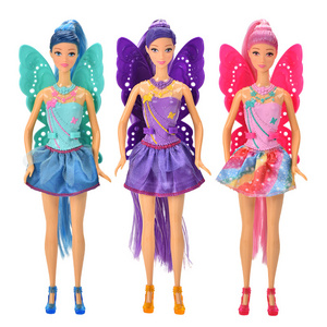 Sweet Princess 11 Inch Doll 3 Color Mixed Set Girls Dress Up Winged Fairy Pretty Kids Doll Toys as Gifts