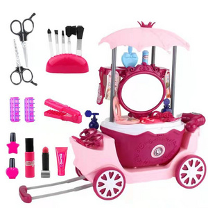 new toys pretend make up Dressing table basket Princess car play house Draw bar box toy Accessories beauty set four in one