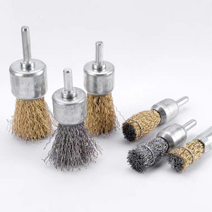 good quality crimped steel brass wire end brush for polishing and cleaning