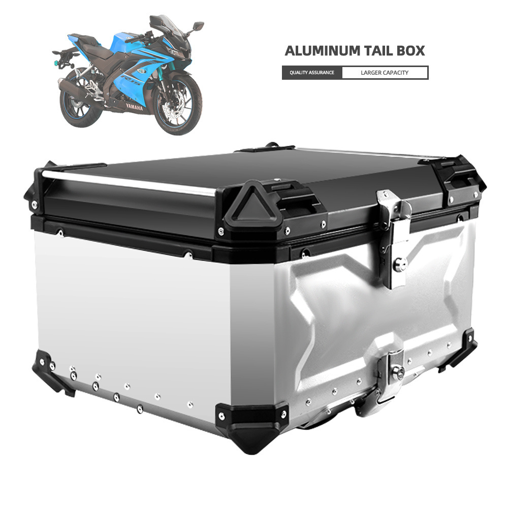 80l With X Aluminium Alloy Motorcycle Tail Box Top Case Scooter Luggage Delivery Box Black/silver Color