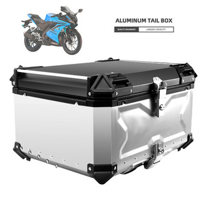 80l With X Aluminium Alloy Motorcycle Tail Box Top Case Scooter Luggage Delivery Box Black/silver Color