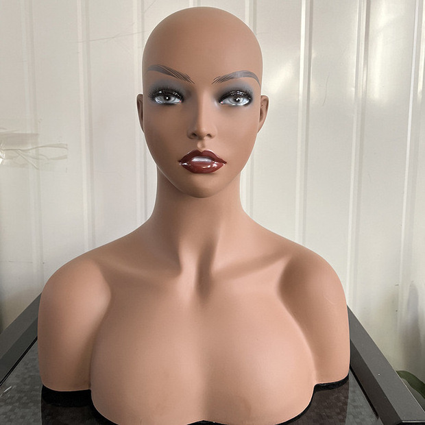 mannequin Head Bald Wig Display Stand Afro mannequin Shoulder and Bust Realistic Female Body Women PE Maternity mannequin  Head