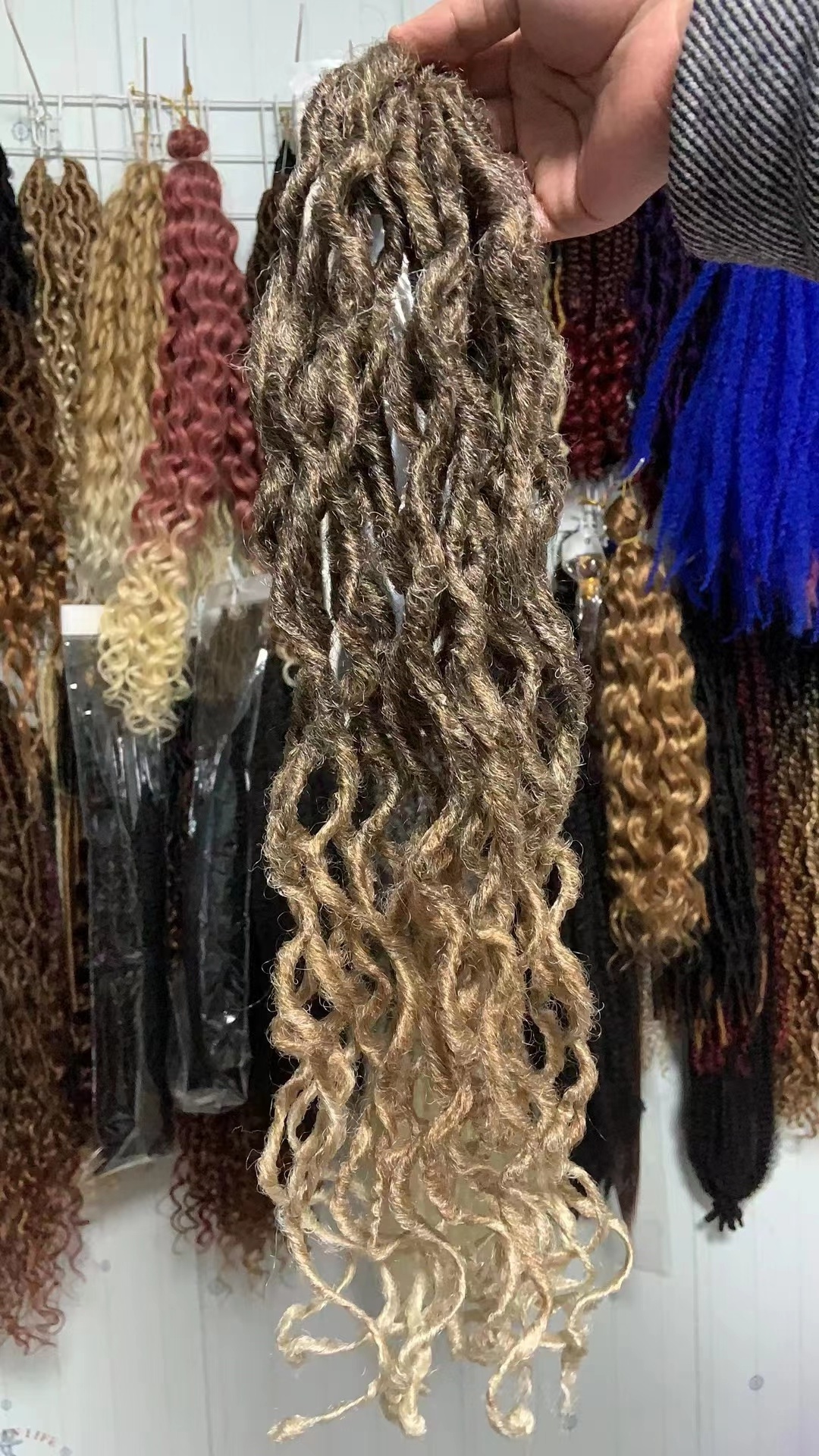 wholesale Goddess Mermaid Locs short  dark brown soft faux locs Synthetic Braiding crochet Hair Extension